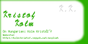 kristof kolm business card